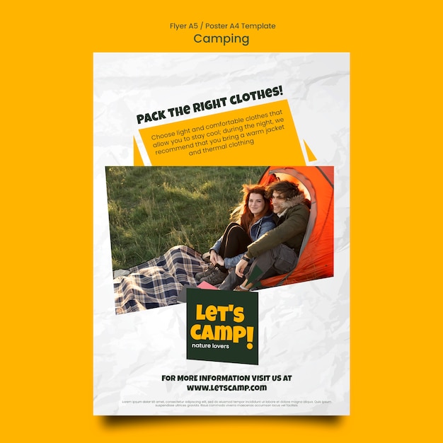 Camping Vertical Flyer Template with Wrinkled Paper Effect – Free Download