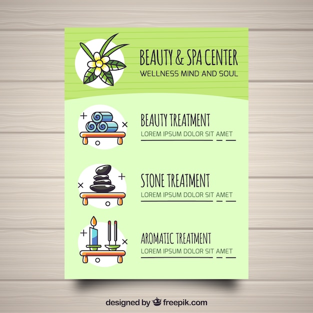 Spa Center Flyer Featuring Various Treatments in Flat Style – Free Download