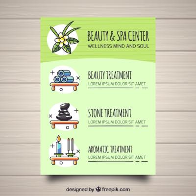 Spa Center Flyer Featuring Various Treatments in Flat Style – Free Download