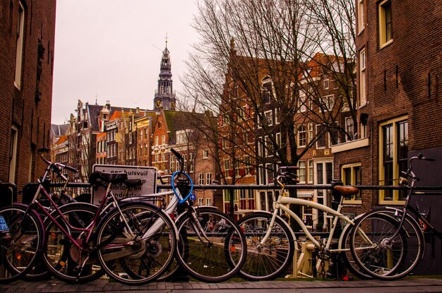 Bicycles Parked by Railing in City – Free Stock Photo for Download