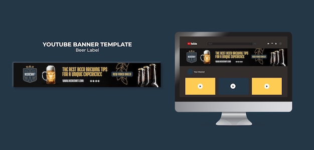 Flat Design Beer Label YouTube Banner – Free Download