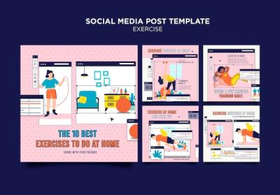 Home Workout Social Media Post Template – Free Download