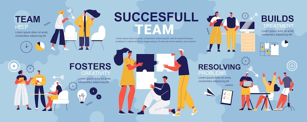 Successful Team Infographics Character Illustrations – Free Download