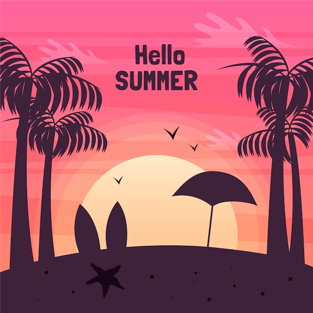 Hand Drawn Hello Summer Illustration – Free Download