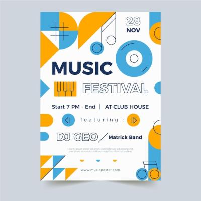 Abstract Geometric Shapes Music Festival Vertical Poster Template – Free Download