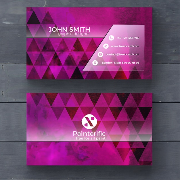 Purple Business Card with Triangle Shapes – Free Download