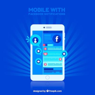 Flat Mobile Design Featuring Facebook Notifications – Free Download