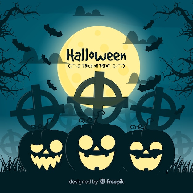 Terrific Halloween Background in Flat Design – Free Download