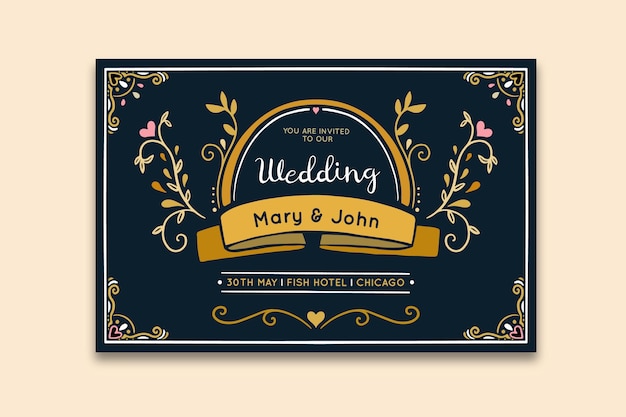 Retro Wedding Invitation Template – Free Download