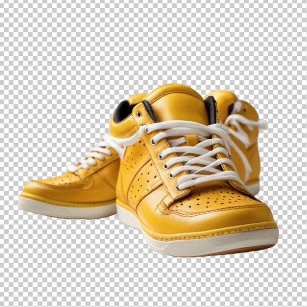 Yellow Shoes with White Laces on Transparent Background – Free Download