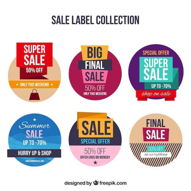 Flat Design Sale Labels – Free Download for Your Projects