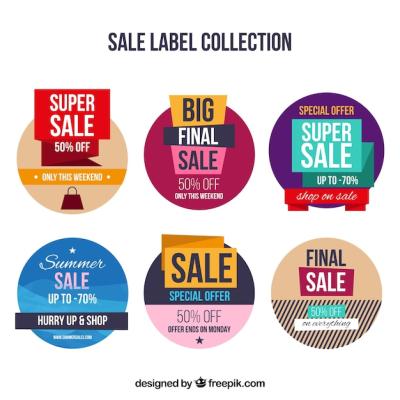 Flat Design Sale Labels – Free Download for Your Projects