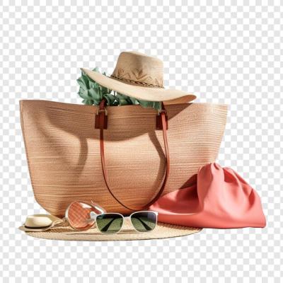 Chic Beach Bag with Accessories on Transparent Background – Free Download