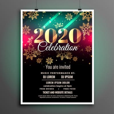 Beautiful New Year Celebration Flyer Template 2020 – Free Download