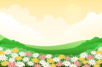 Stunning Gradient Flower Field Background – Free Download