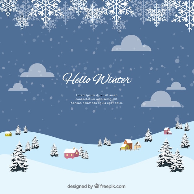 Hello Winter Landscape Background – Free Stock Photo for Download