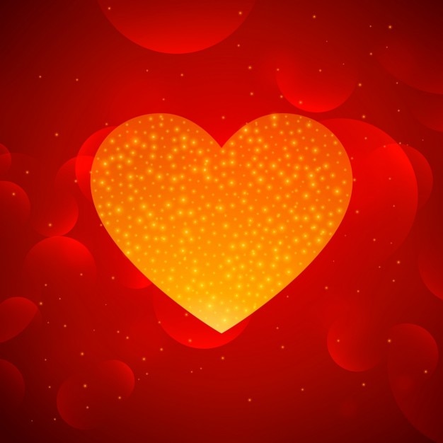 Red Background with a Golden Heart for Valentine – Free Download