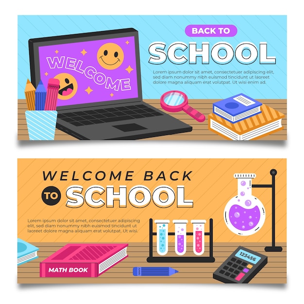 Back to School Horizontal Banners Set – Free Download