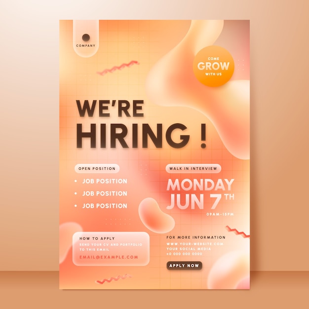 Gradient Hiring Poster and Flyer Template for Free Download