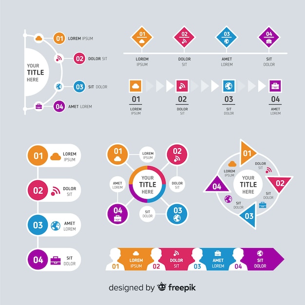 Flat Infographic Element Collection – Free Download