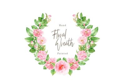 Watercolor Floral Wreath Vintage Illustration – Free Download