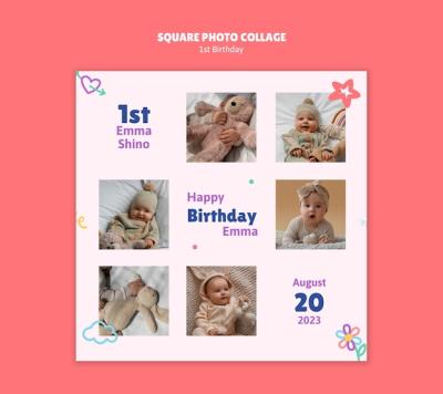 1st Birthday Template Design – Free Download for Creative Projects