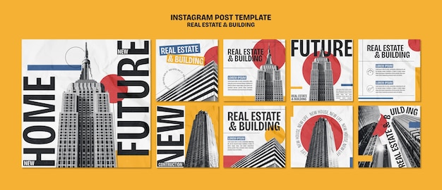 Flat Design Real Estate Instagram Posts – Free Download