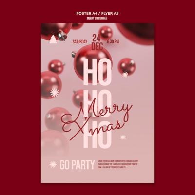 Merry Christmas Party Poster Template – Free to Download