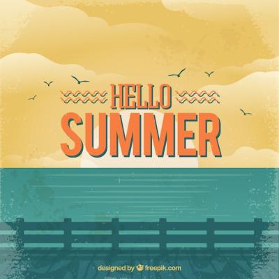 Hello Summer Background with Vintage Beach Style – Free Stock Photo for Download