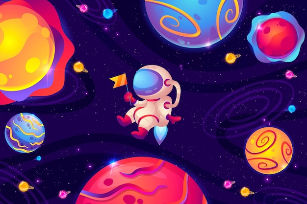 Colorful Cartoon Galaxy Background – Free Download