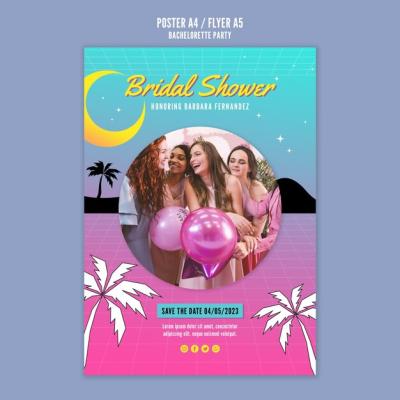 Gradient Bachelorette Party Vertical Poster Template Featuring a Beach Theme – Free to Download