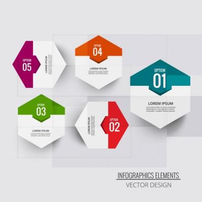 Four Hexagon Vector Templates for Infographics – Free Download