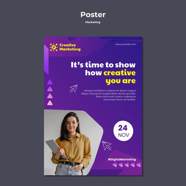 Gradient Marketing Poster Template Design – Download Free Stock Photos