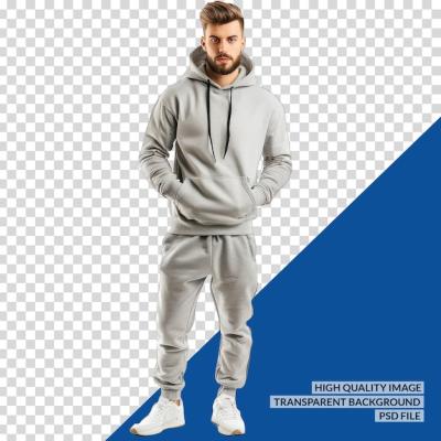 A Man in a Grey Sweat Suit in Front of a Blue Background – Free Stock Photo, Download for Free