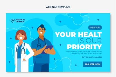 Flat Medical Webinar Vector Template – Free Download