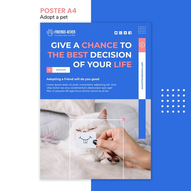 Adopt a Pet Poster Template Featuring a Cat – Free Download