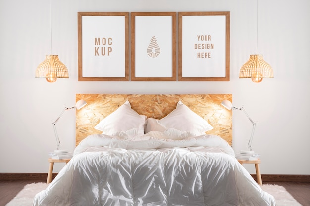 Mock-up Frames Arrangement in Bedroom – Free Download