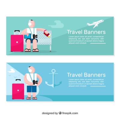 Travel Banner Featuring Unique Characters – Free Download