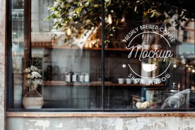 Cafeteria Window Store Mockup Design – Free Download