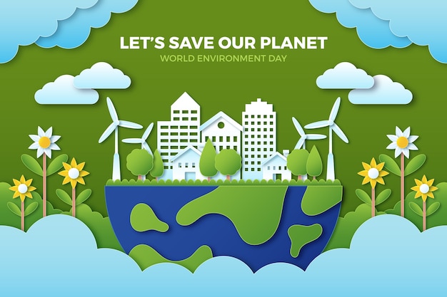 Paper Style Background for World Environment Day Celebration – Free Download