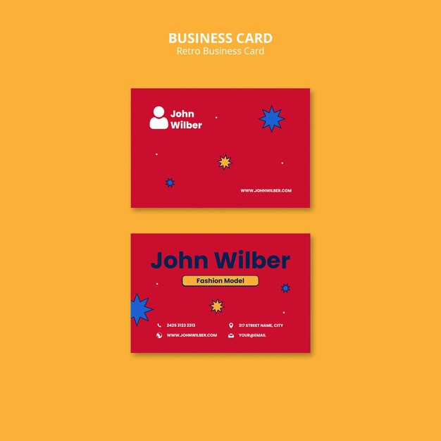 Retro Business Card in Flat Design – Free Download