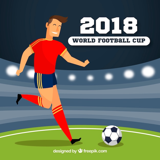 World Football Cup Background Featuring Flat Style Player – Free Download