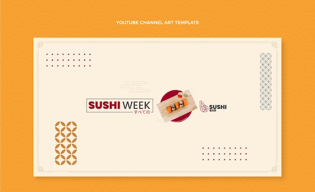 Flat Design Sushi Week YouTube Channel Art – Free Download