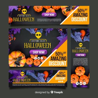 Realistic Halloween Web Banner Collection – Free Download