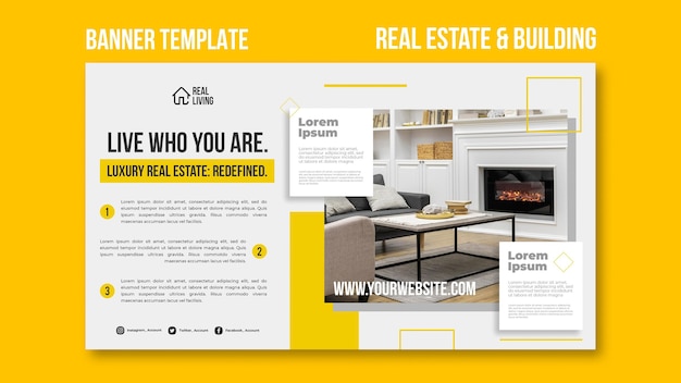 Horizontal Banner Template for Real Estate and Building – Free Download