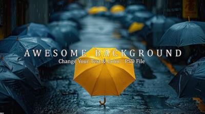 Yellow Umbrella in Rainy City Street – Free Stock Photo for Download