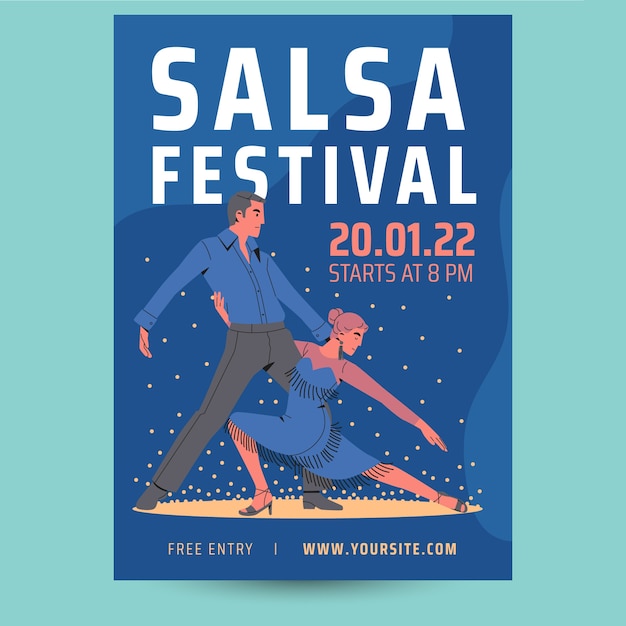 Hand Drawn Flat Design Salsa Party Poster – Free to Download