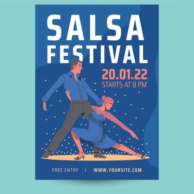 Hand Drawn Flat Design Salsa Party Poster – Free to Download