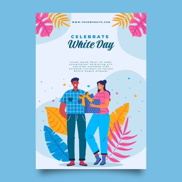 Vertical Flyer Template for Flat White Day – Free Download