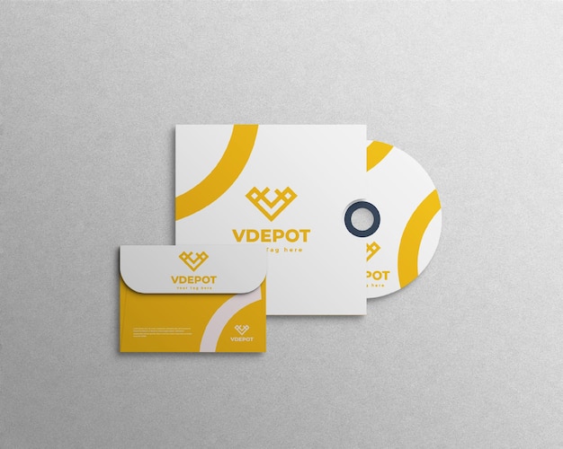 Clean Minimal Corporate Envelope Mockup Featuring DVD – Free Download